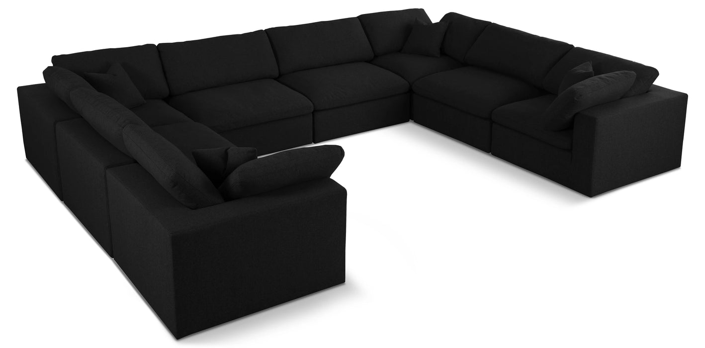 Serene Black Linen Fabric Deluxe Cloud Modular Sectional