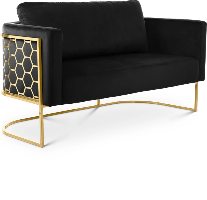 Casa Black Velvet Loveseat