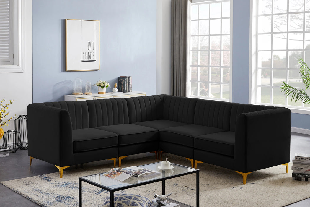 Alina Black Velvet Modular Sectional