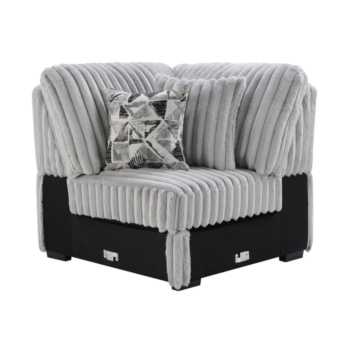 Gray Corduroy Power Reclining 4 Pc Sectional W/2 Wireless Charger