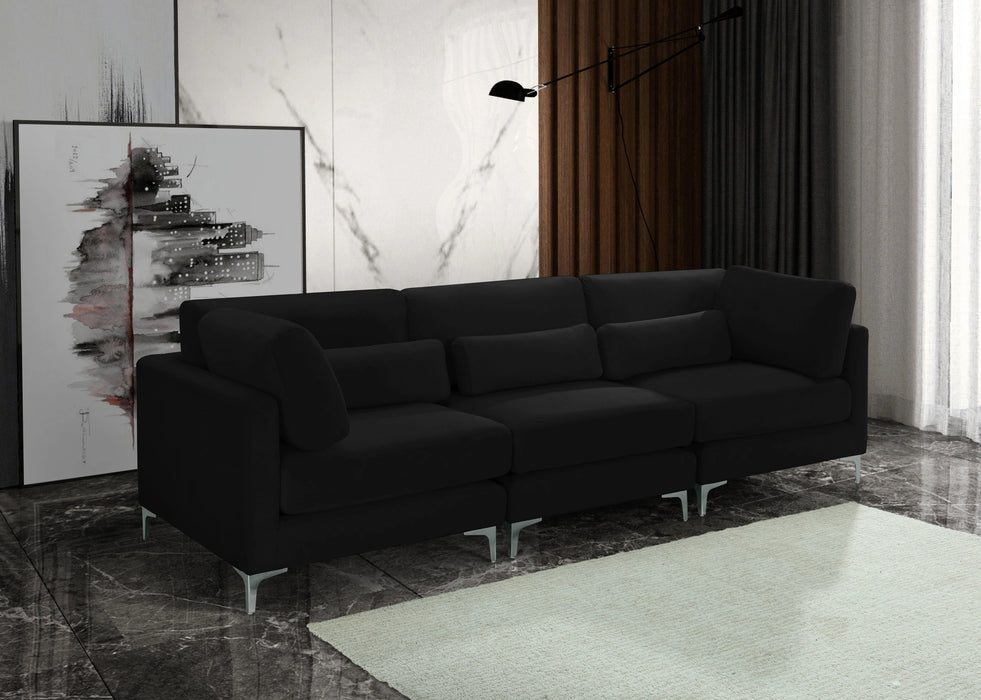 Julia Black Velvet Modular Sofa (3 Boxes)