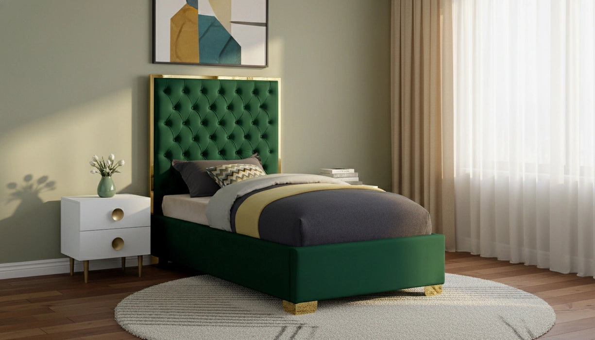 Lana Green Velvet Twin Bed