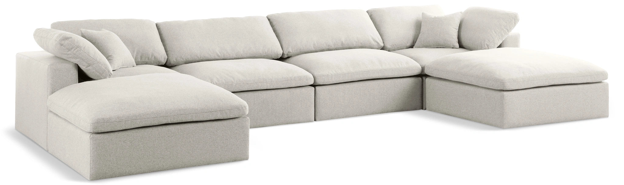 Serene Cream Linen Fabric Deluxe Cloud Modular Sectional