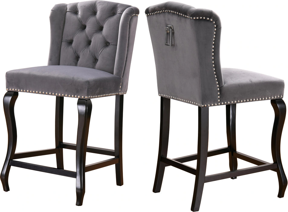 Suri Grey Velvet Stool