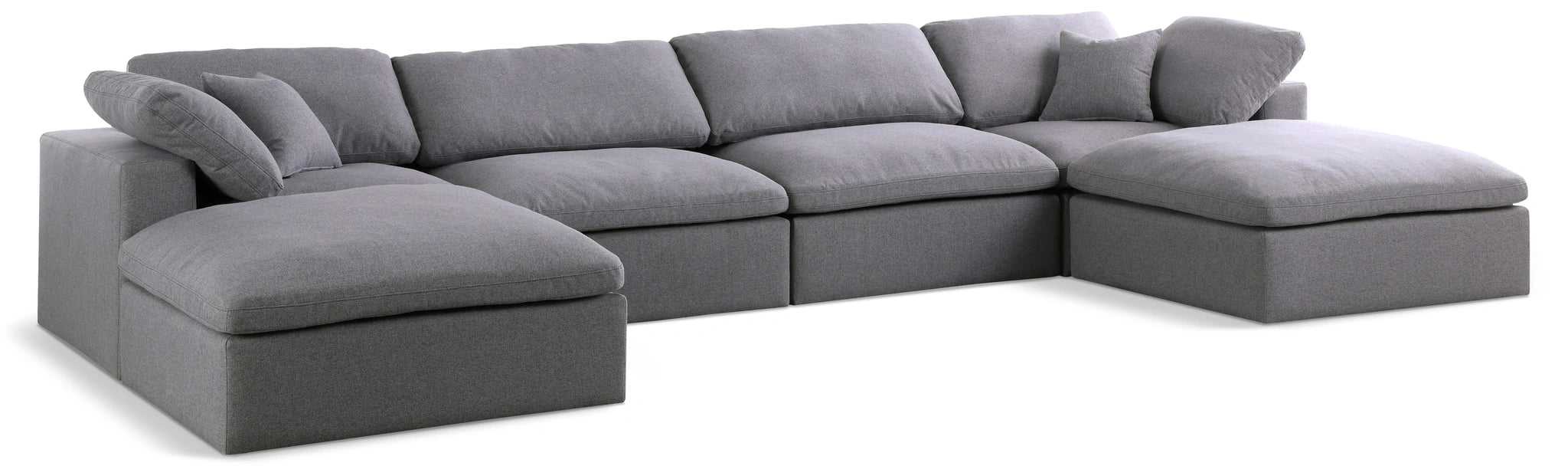 Serene Grey Linen Fabric Deluxe Cloud Modular Sectional