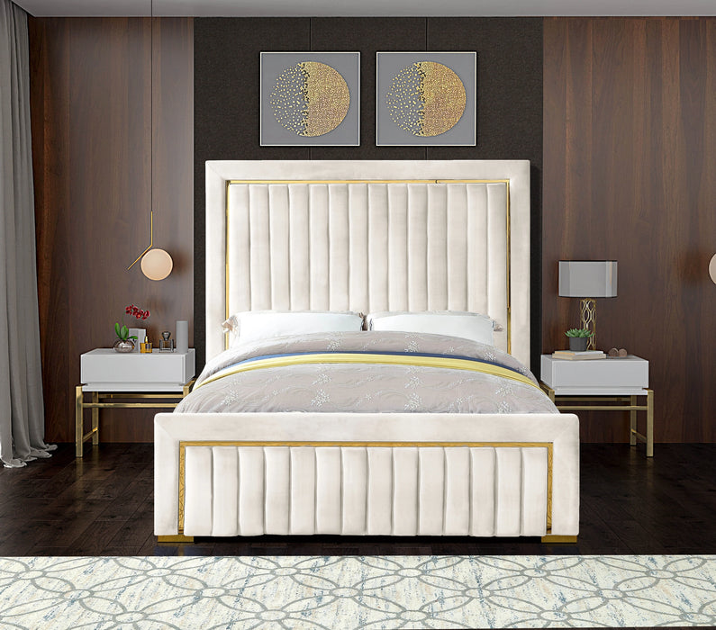 Dolce Cream Velvet King Bed (3 Boxes)
