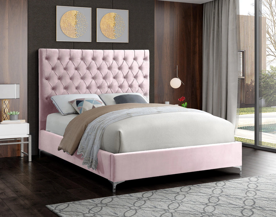Cruz Pink Velvet King Bed