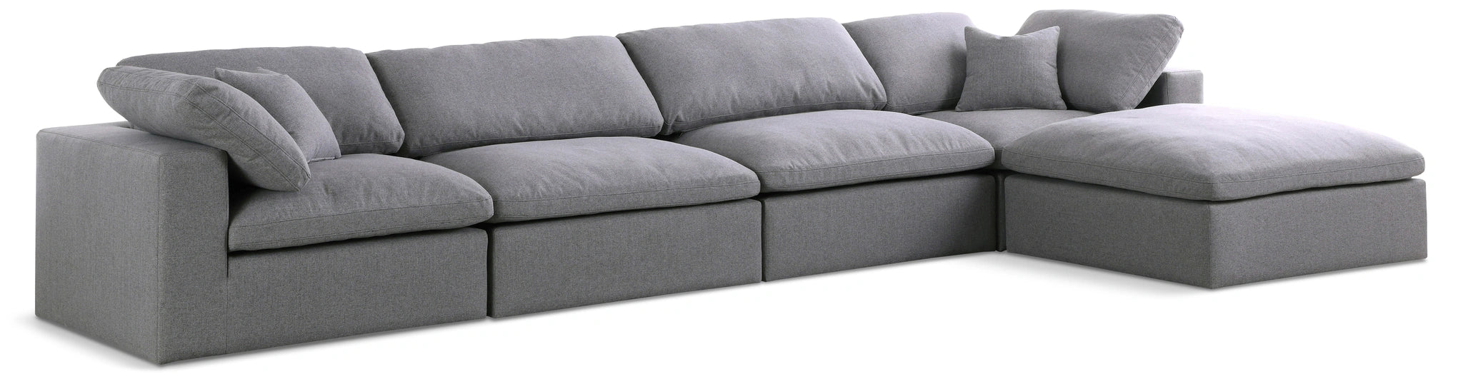 Serene Grey Linen Fabric Deluxe Cloud Modular Sectional