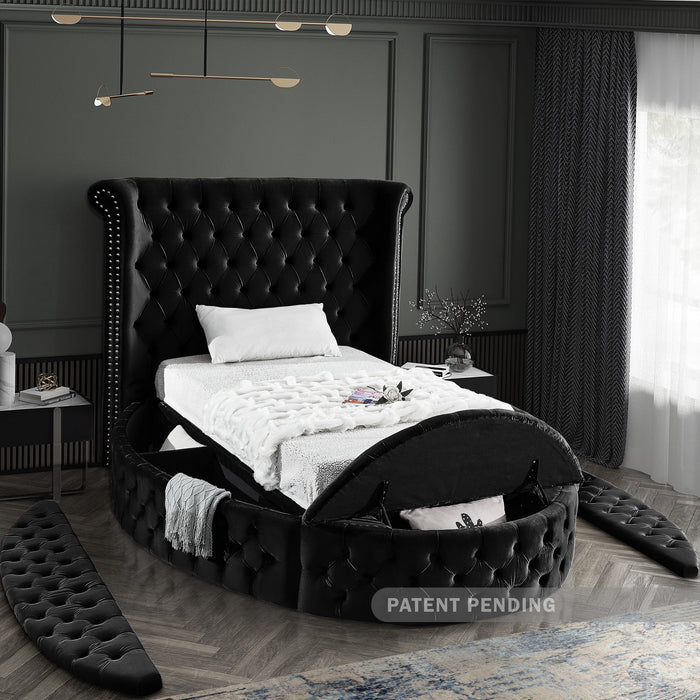 Luxus Black Velvet Twin Bed (3 Boxes)