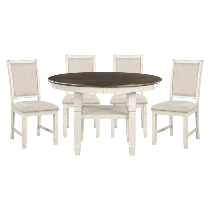 Asher 5pc Set (TB+4S) in Brown/White/Beige - 5800WH-48RD*5
