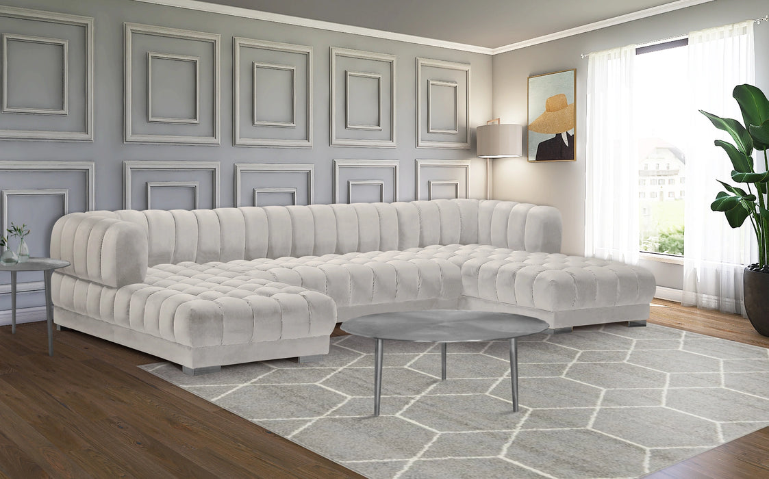 Gwen Cream Velvet 3pc. Sectional (3 Boxes)