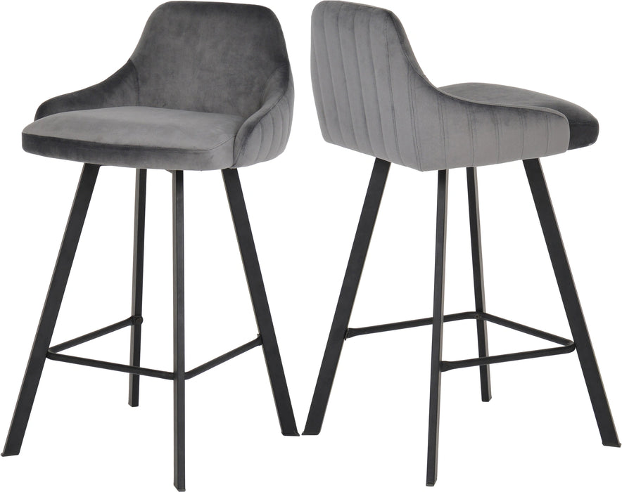 Viviene Grey Velvet Stool
