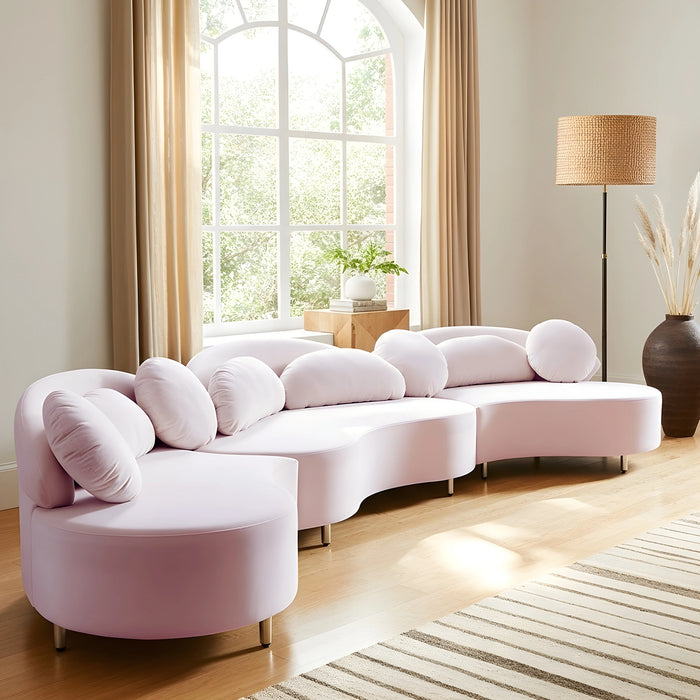 Vivacious Pink Velvet 3pc. Sectional (3 Boxes)