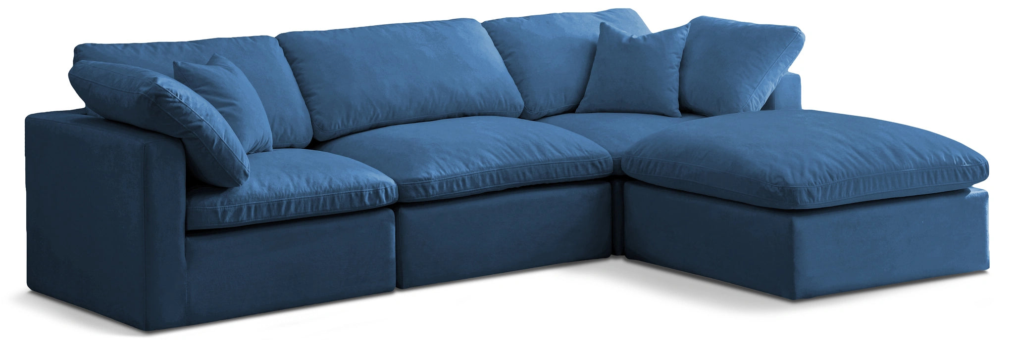 Plush Navy Velvet Standard Cloud Modular Sectional