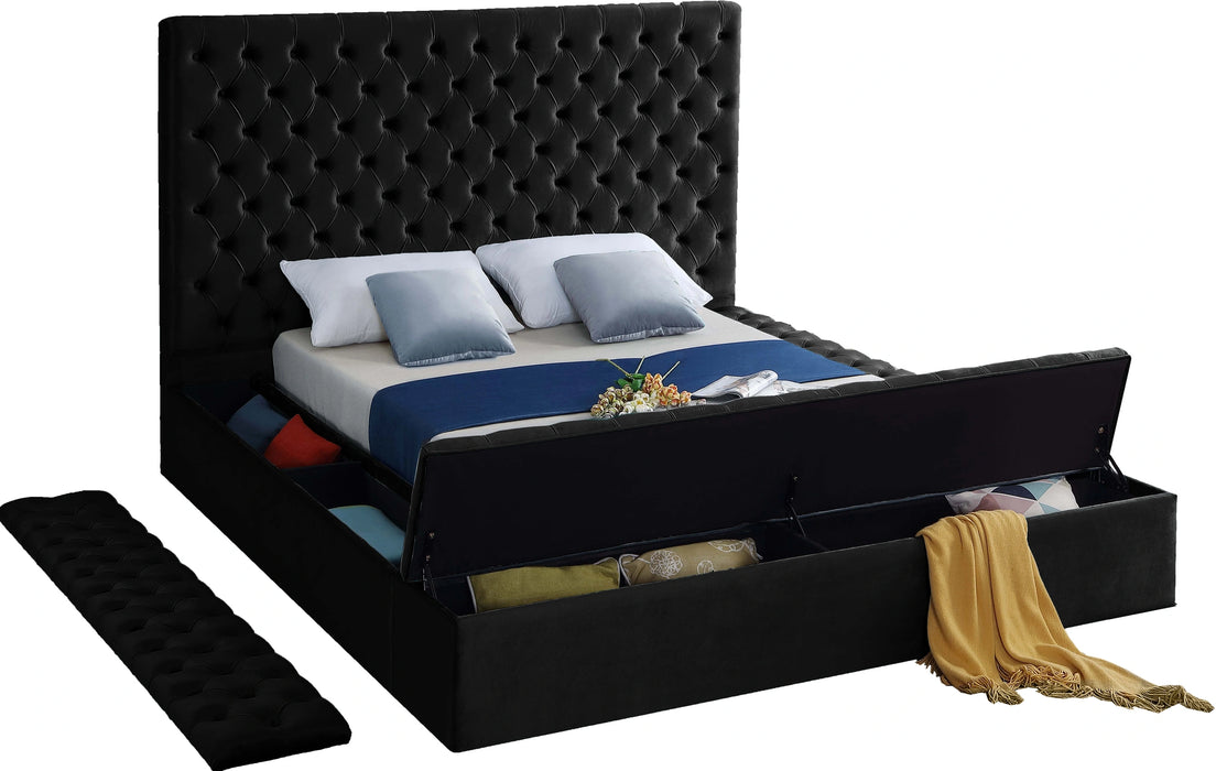 Bliss Black Velvet Queen Bed (3 Boxes)