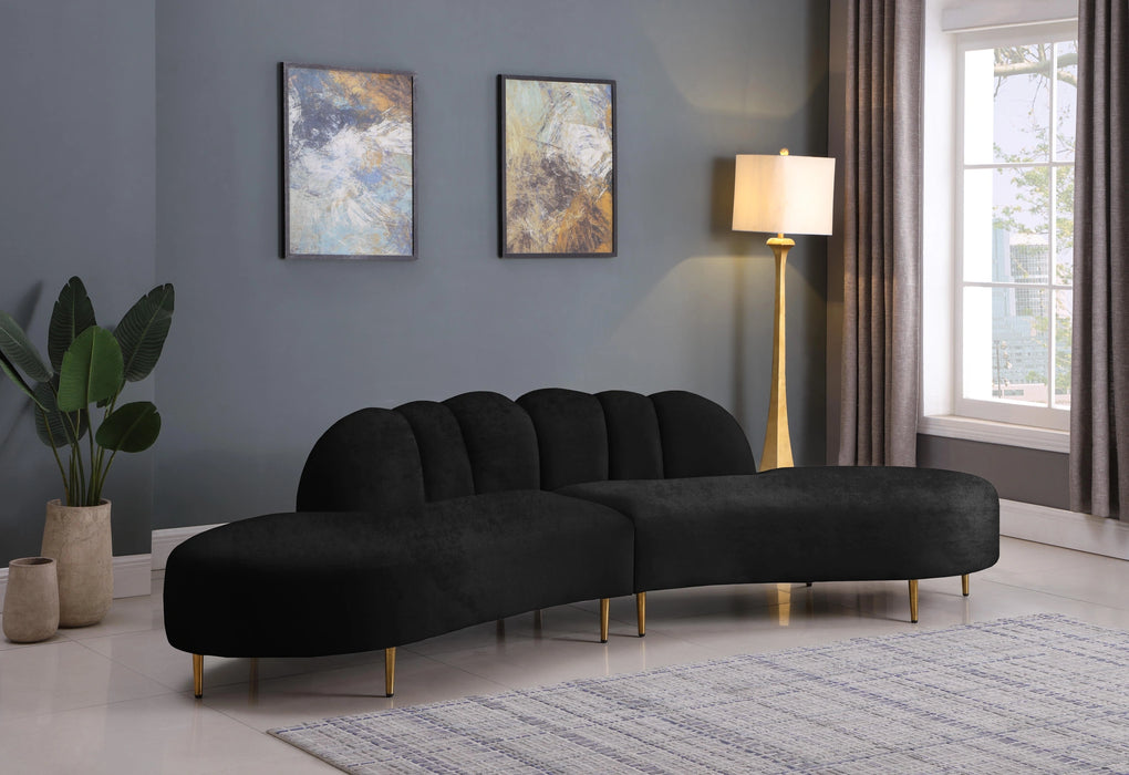 Divine Black Velvet 2pc. Sectional