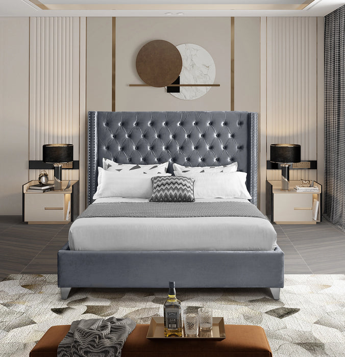 Aiden Grey Velvet Full Bed