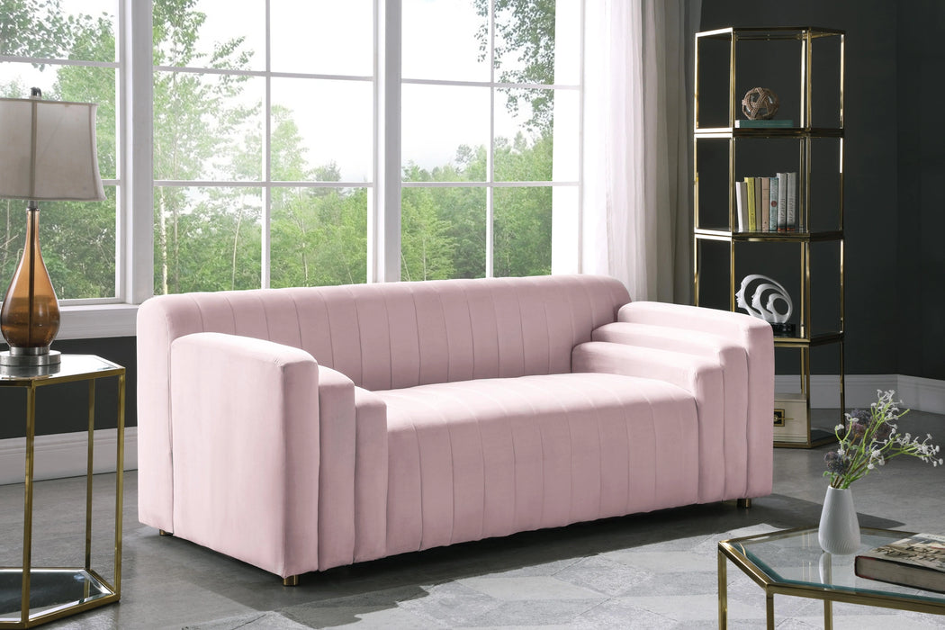 Naya Pink Velvet Loveseat