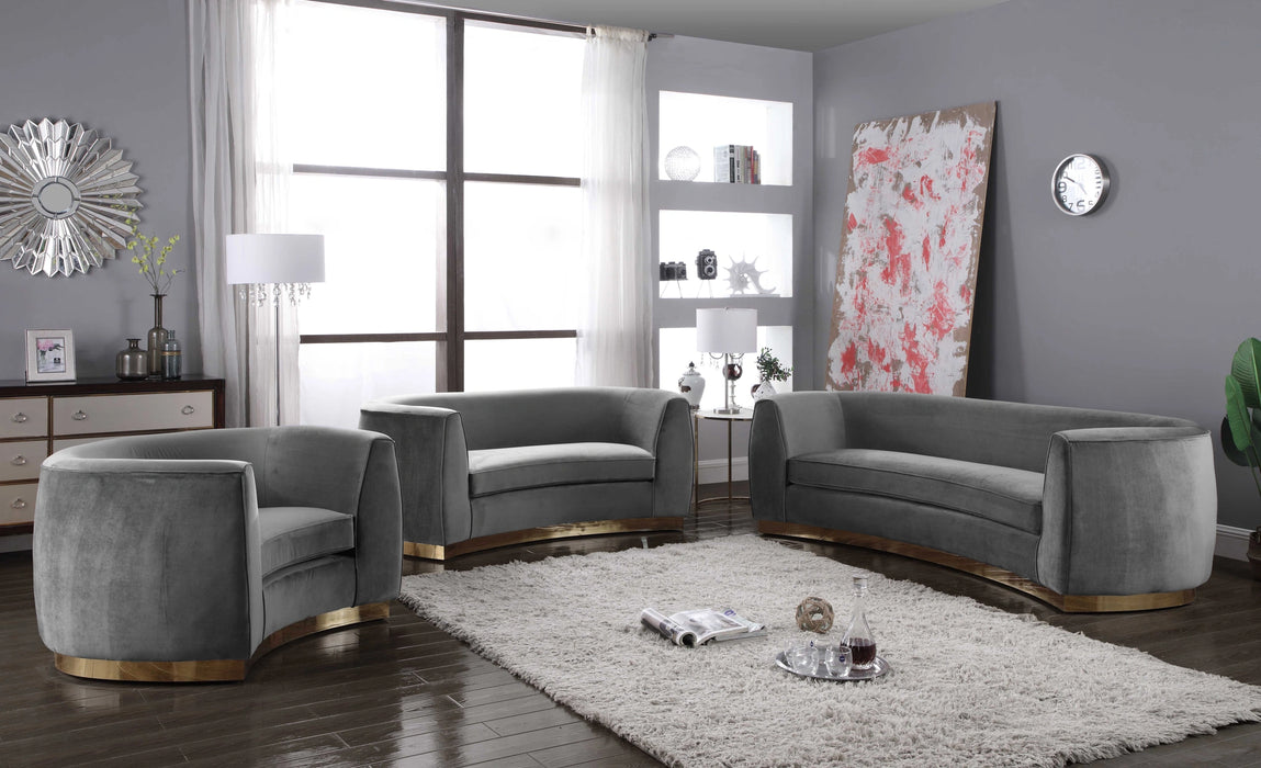 Julian Grey Velvet Loveseat