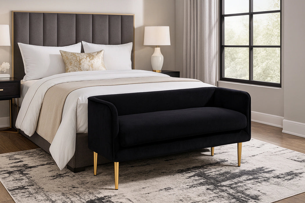 Audrey Black Velvet Bench