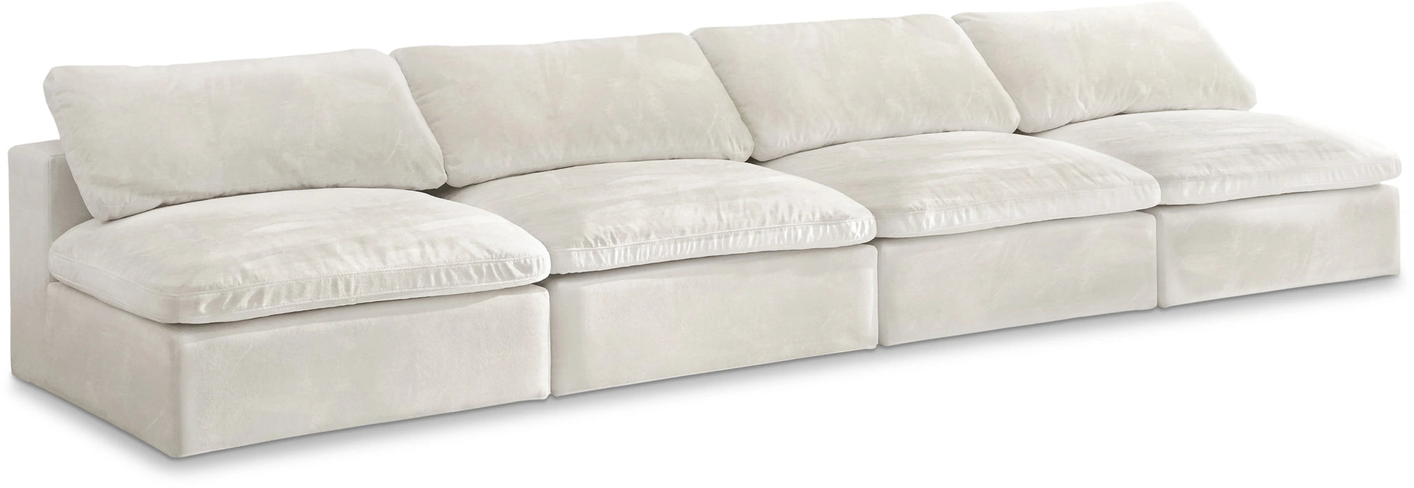 Cozy Cream Velvet Cloud Modular Armless Sofa