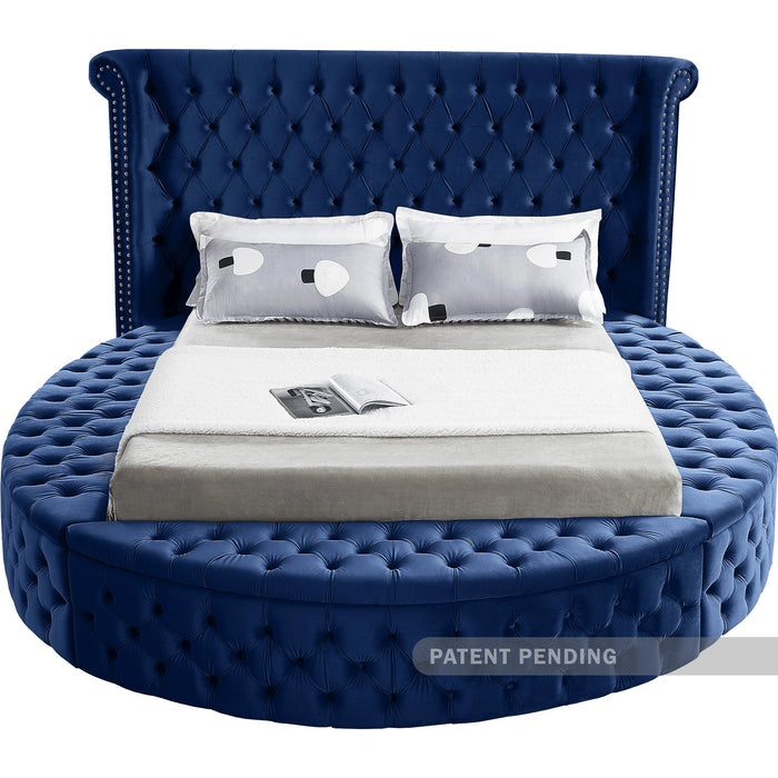 Luxus Navy Velvet Queen Bed (3 Boxes)