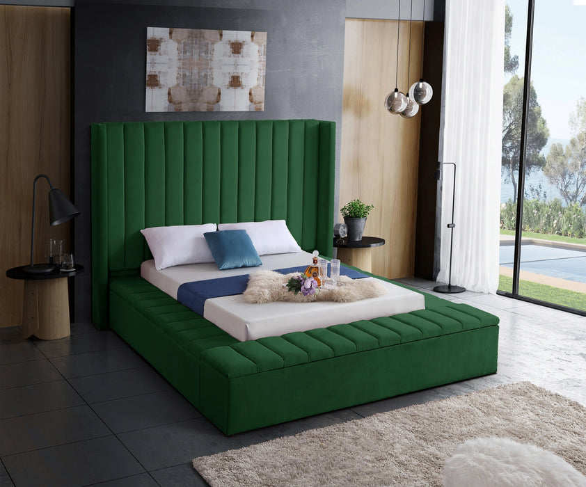 Kiki Green Velvet King Bed (3 Boxes)