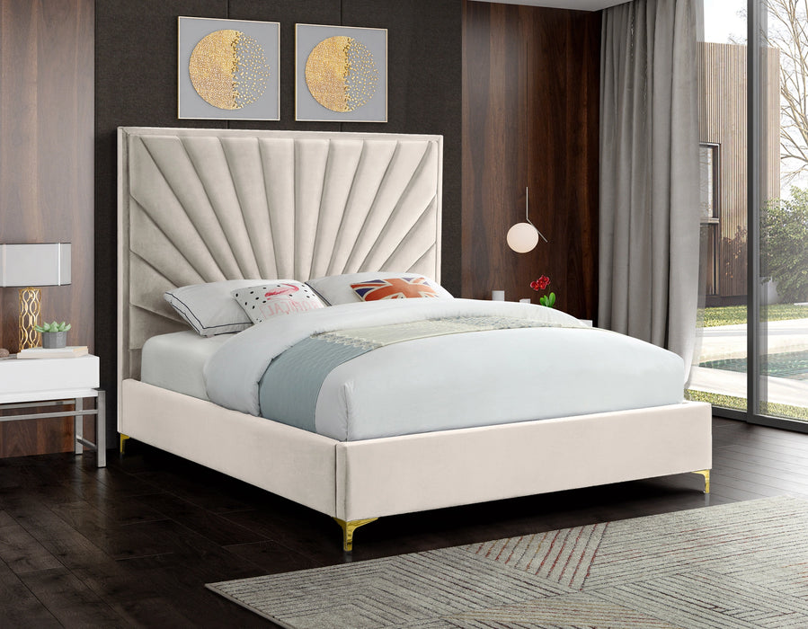 Eclipse Cream Velvet Queen Bed