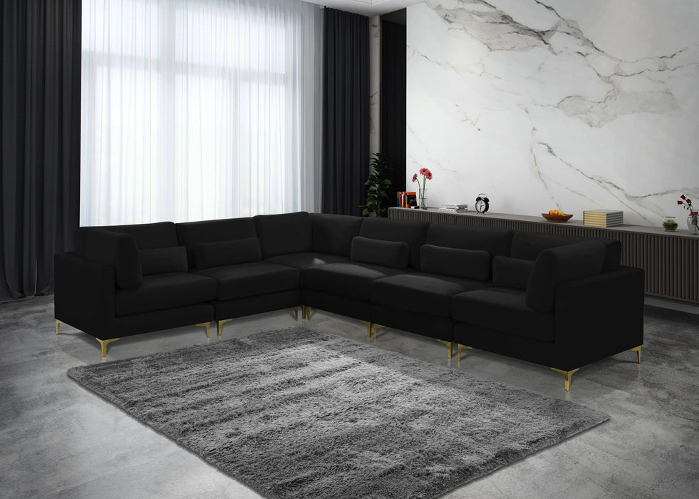 Julia Black Velvet Modular Sectional (6 Boxes)