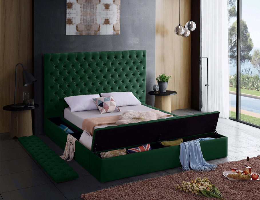 Bliss Green Velvet Queen Bed (3 Boxes)
