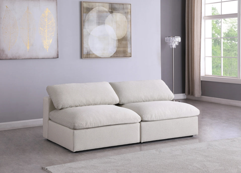 Serene Cream Linen Fabric Deluxe Cloud Modular Armless Sofa