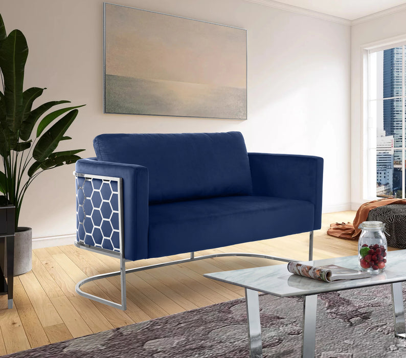 Casa Navy Velvet Loveseat