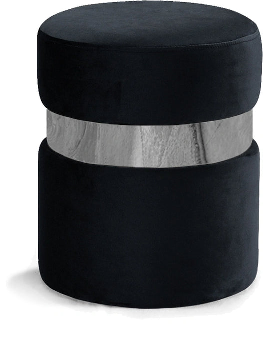 Hailey Black Velvet Ottoman/Stool