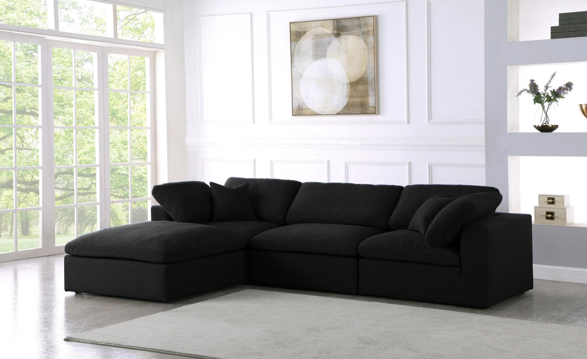 Serene Black Linen Fabric Deluxe Cloud Modular Sectional