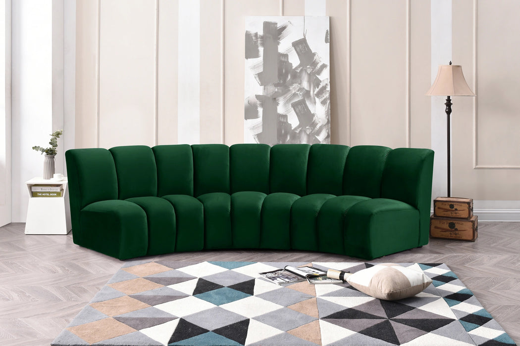 Infinity Green Velvet 3pc. Modular Sectional