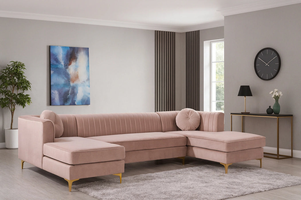 Graham Pink Velvet 3pc. Sectional