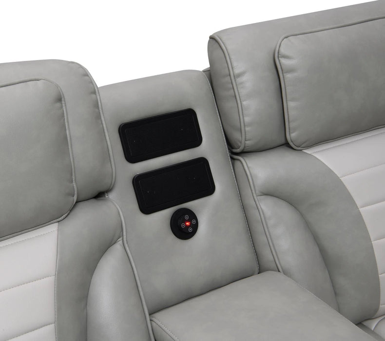Gray/White Power 3 Pc Sectional W/Bluetooth Speaker, And Wireless Charger