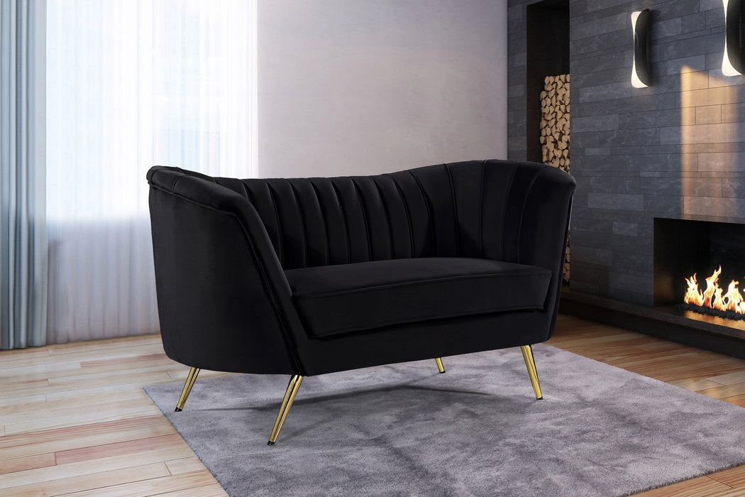 Margo Black Velvet Loveseat