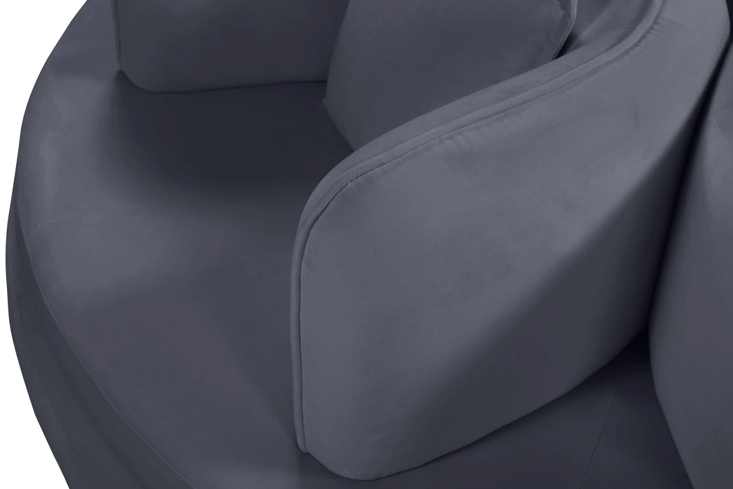 Circlet Grey Velvet Round Sofa Settee