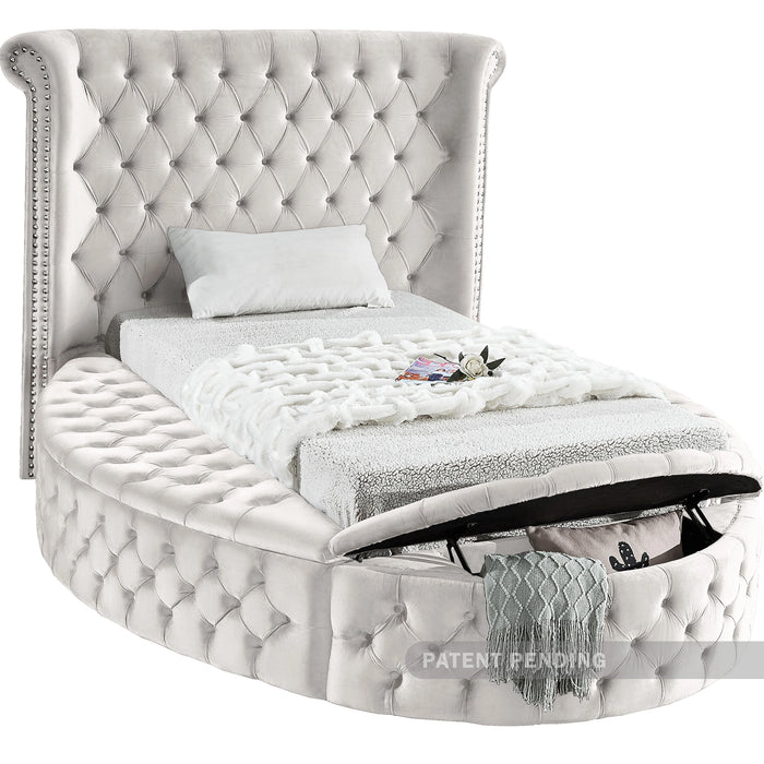 Luxus Cream Velvet Twin Bed (3 Boxes)