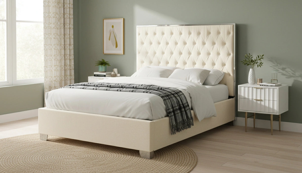 Lexi White Velvet Full Bed