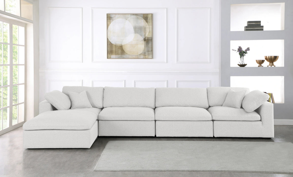 Serene Cream Linen Fabric Deluxe Cloud Modular Sectional