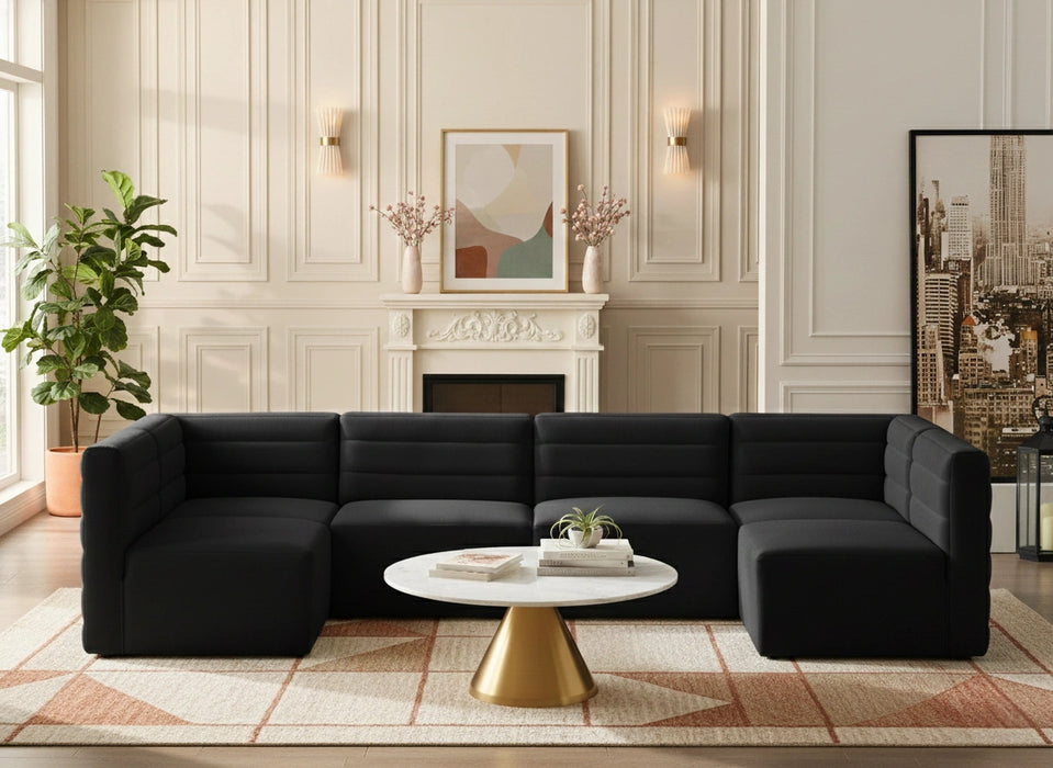 Quincy Black Velvet Modular Sectional