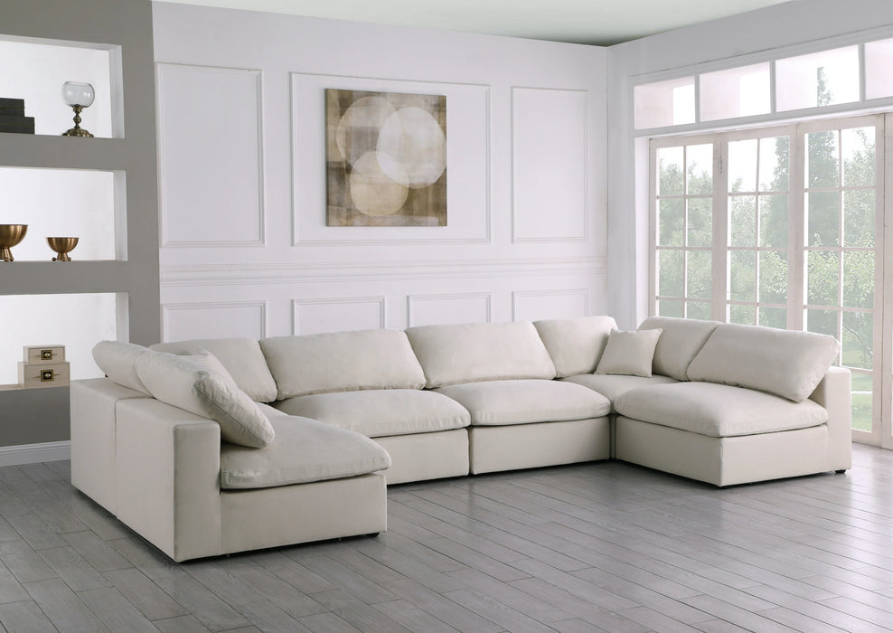 Plush Cream Velvet Standard Cloud Modular Sectional