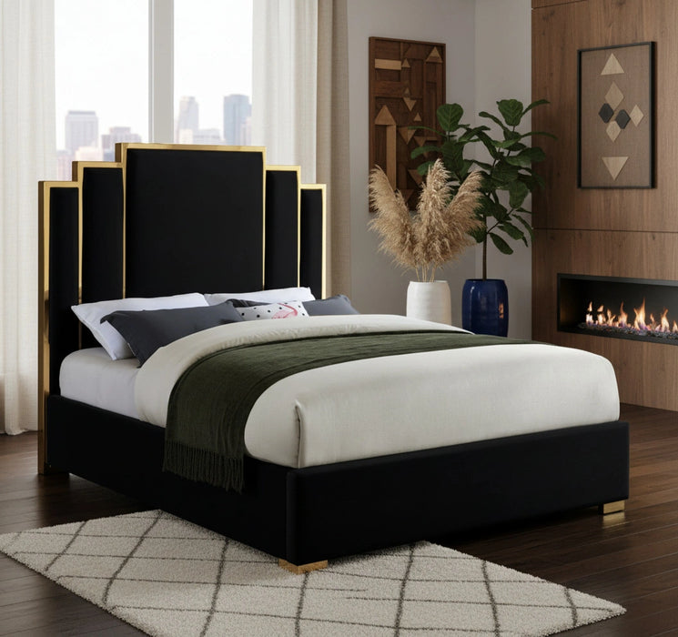 Hugo Black Velvet Queen Bed