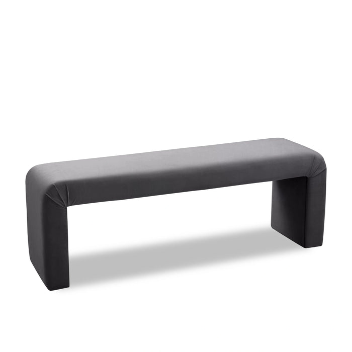 Minimalist Grey Velvet Bench