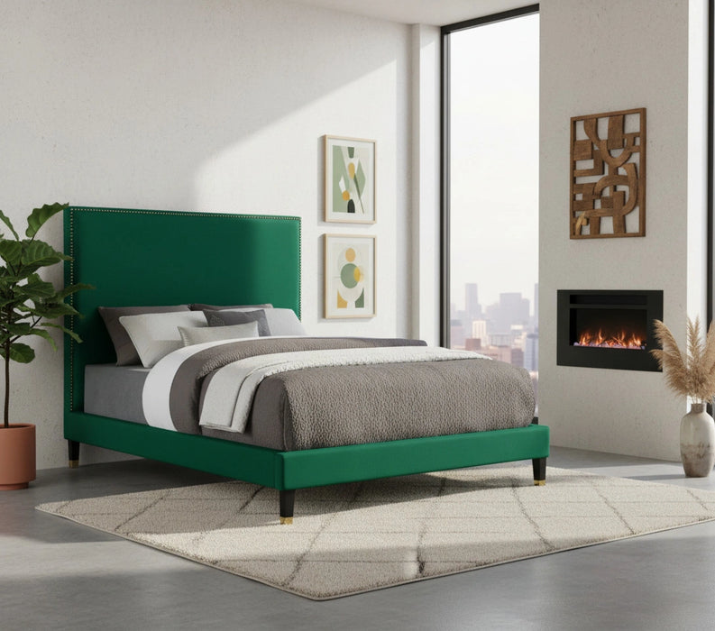 Harlie Green Velvet King Bed