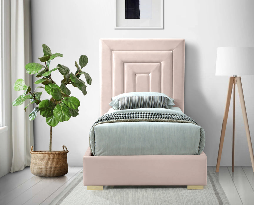 Nora Pink Velvet Twin Bed