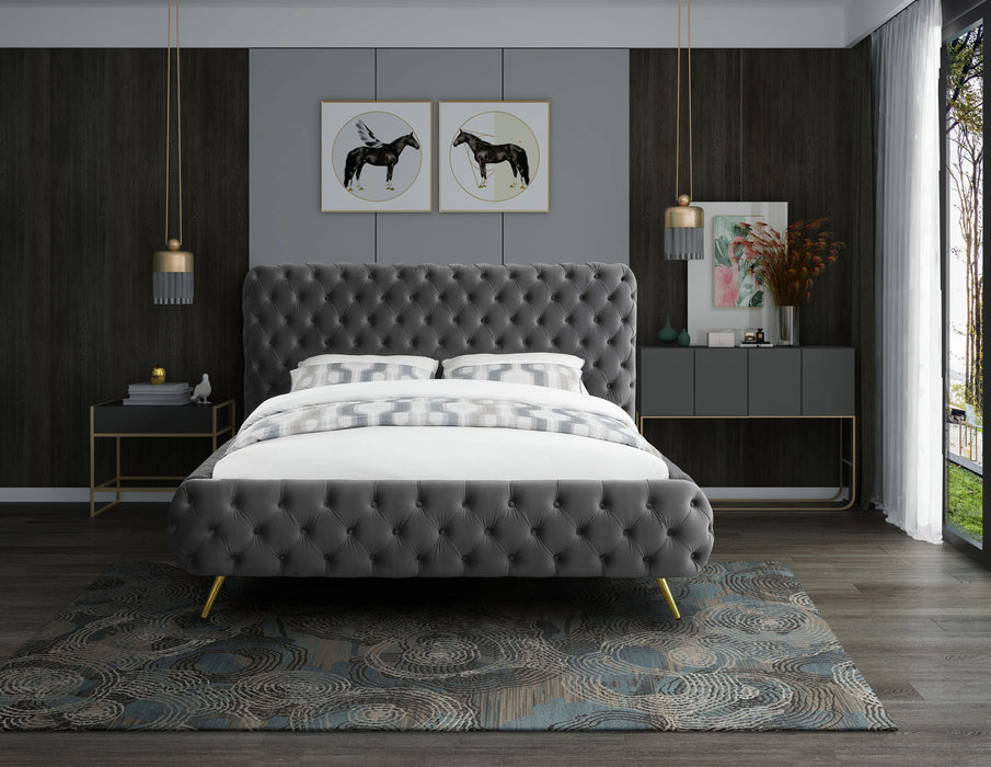 Delano Grey Velvet Queen Bed