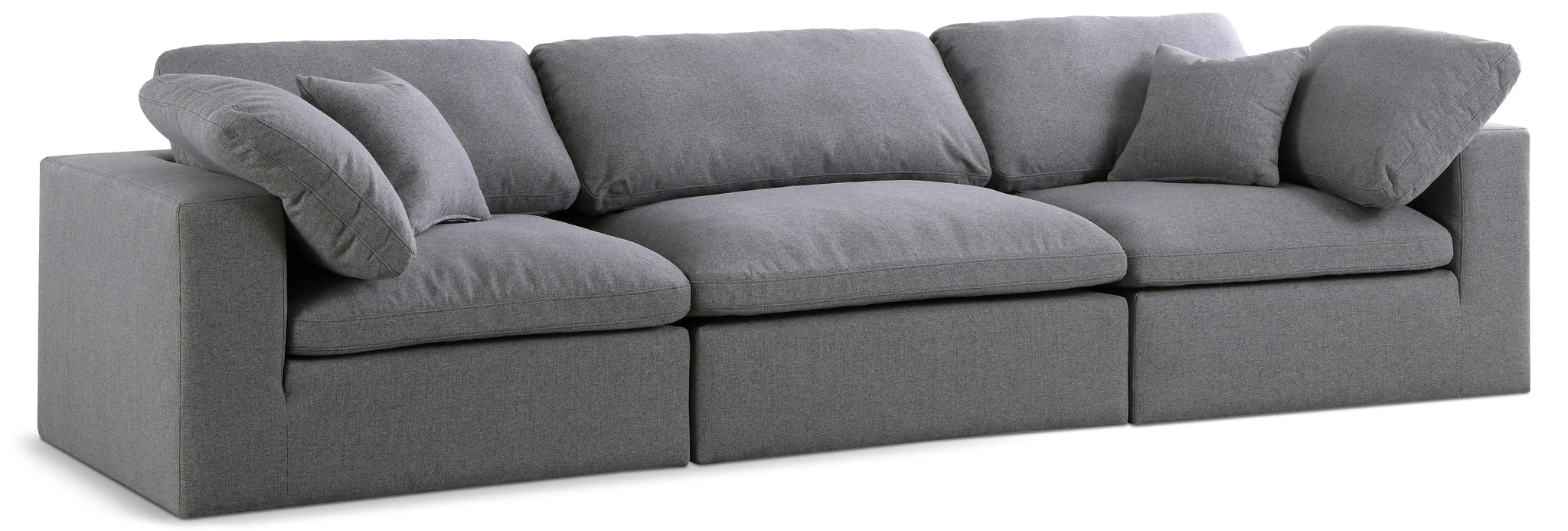 Serene Grey Linen Fabric Deluxe Cloud Modular Sofa